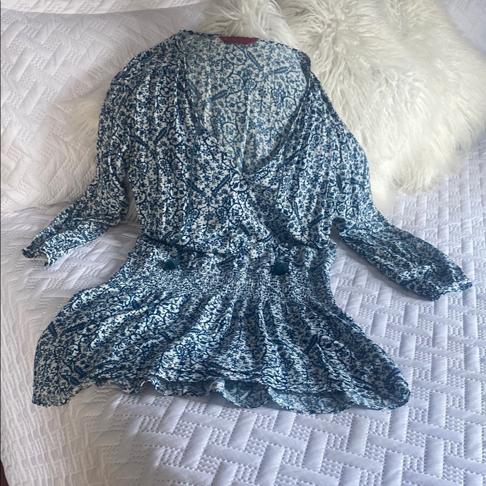 Tigerlily Blue and White Midi Dress